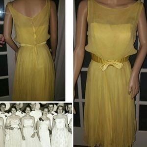 Vintage 1950's Yellow Silk Dress